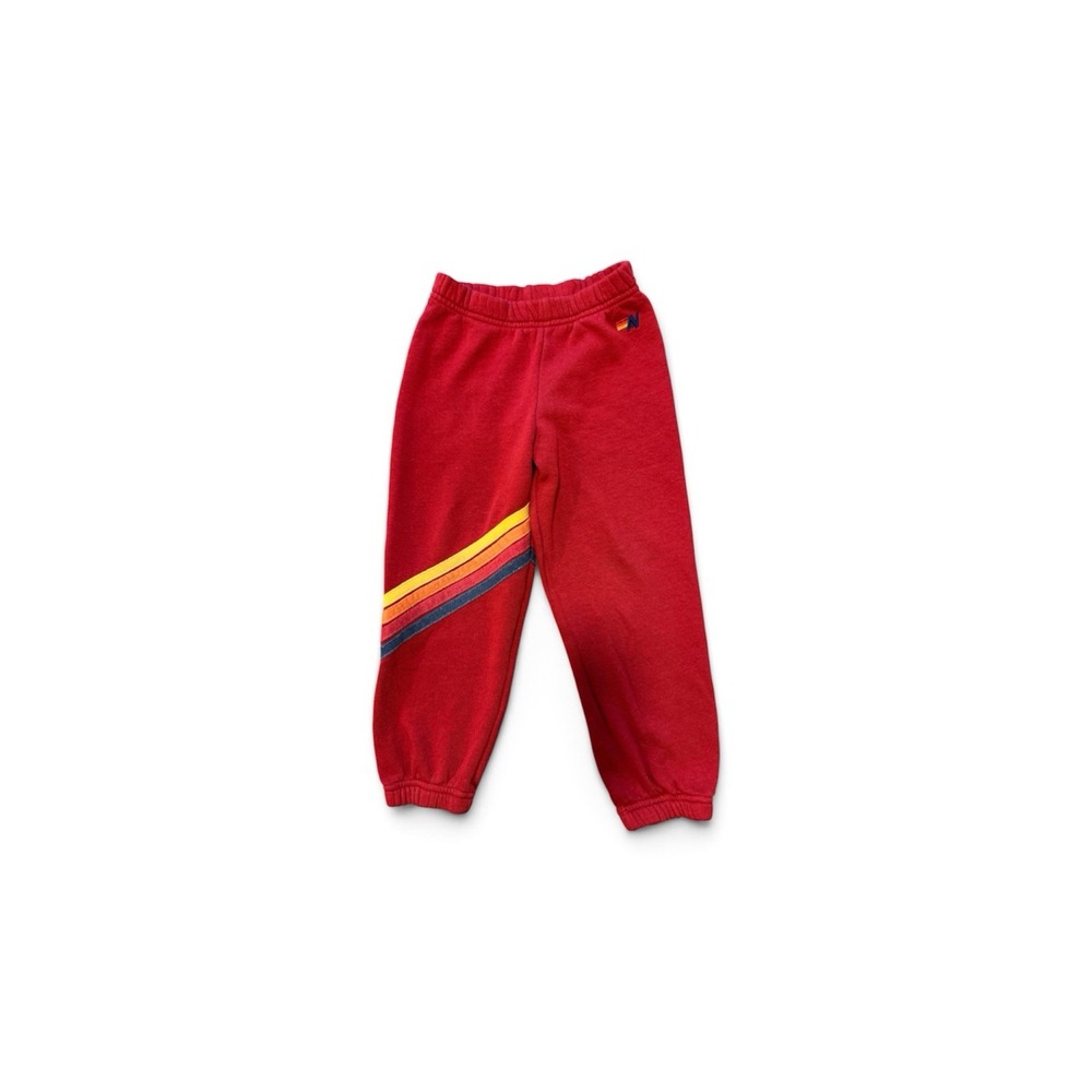 AVIATOR NATION Sweatpants Kids Red Sz 4 Striped Leg Tapered Compress Waist Logo